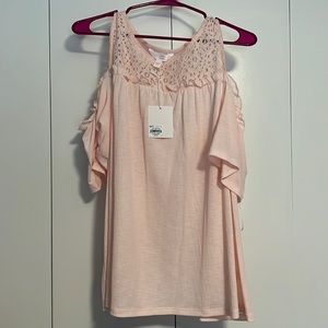 Women's LC Lauren Conrad Lace-Yoke Cold-Shoulder Top  Size XXL NWT